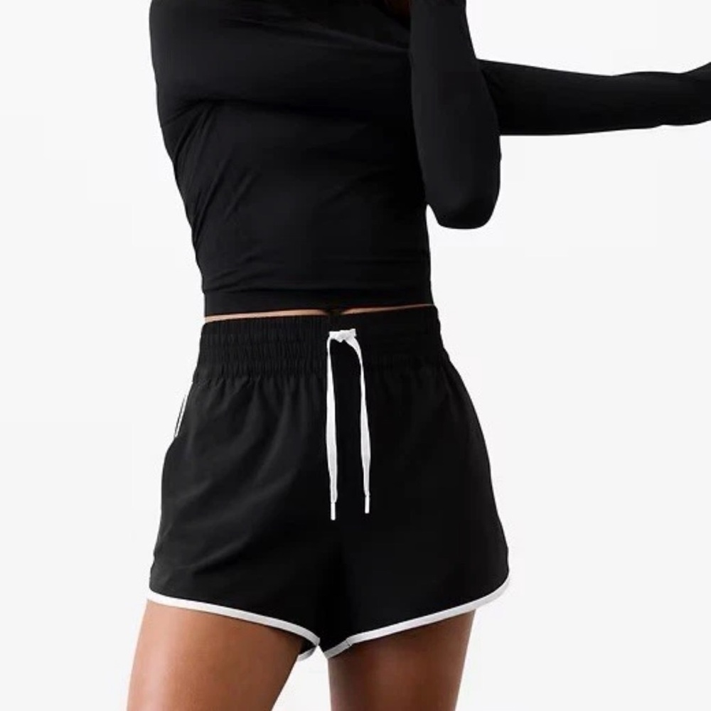 Athleta Black Athletic Shorts with White Trim